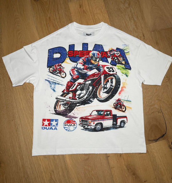 T SHIRT DUAA WHITE MOTORCYCLE
