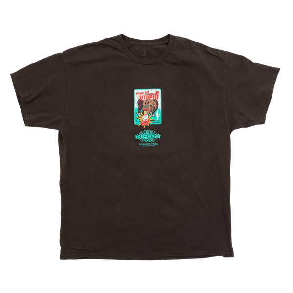 Travis Scott Road To Utopia Las Vegas Joker  T-shirt Brown
